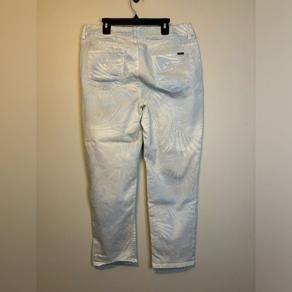 Chico's The So Slimming Girlfriend Crop Pant SZ 2 Lg/12 Palm Leaf Print Easter - Picture 2 of 5